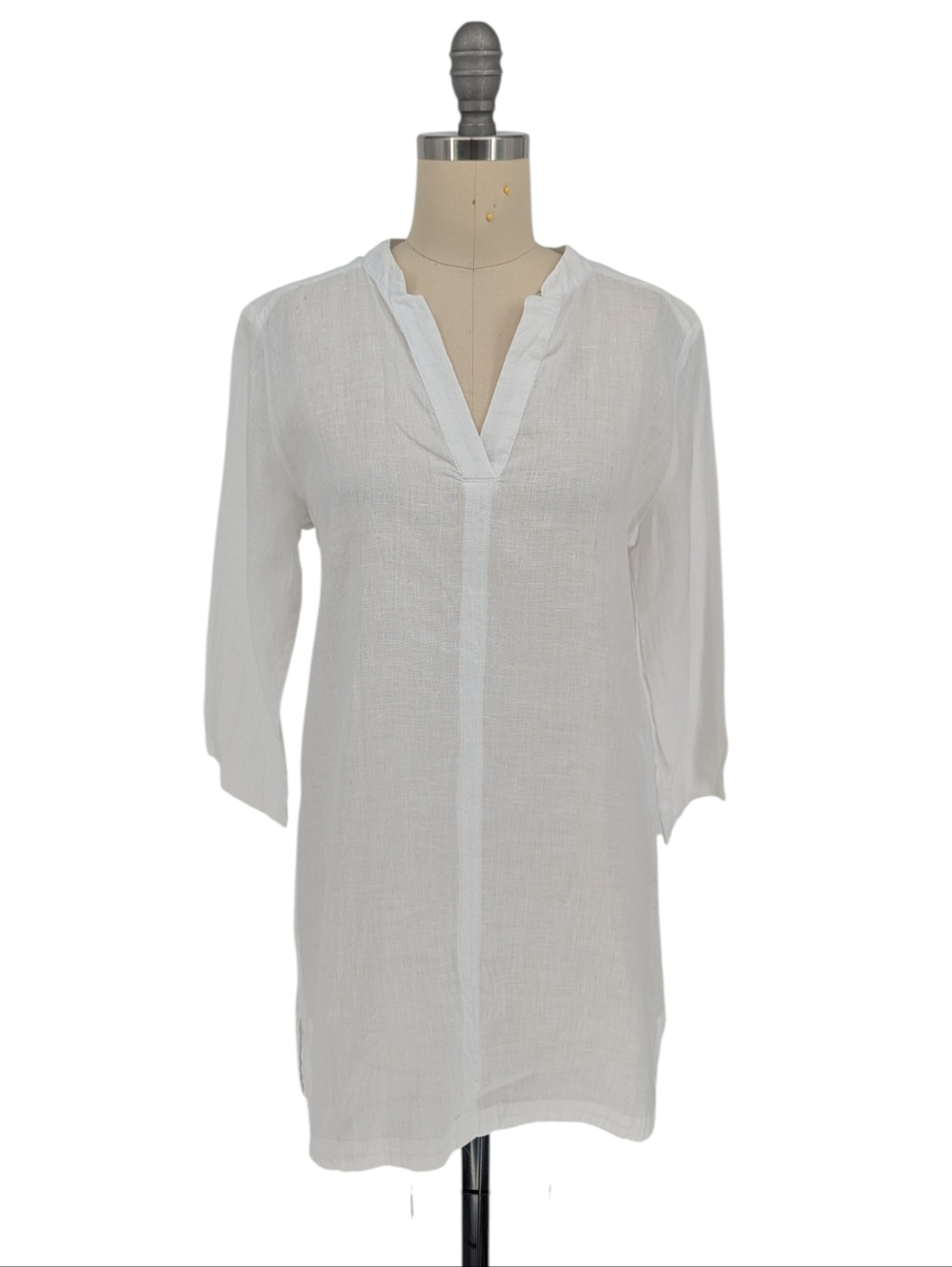 00267 Michael Star Linen Tunic Top White size XSmall preppy coastal nautical